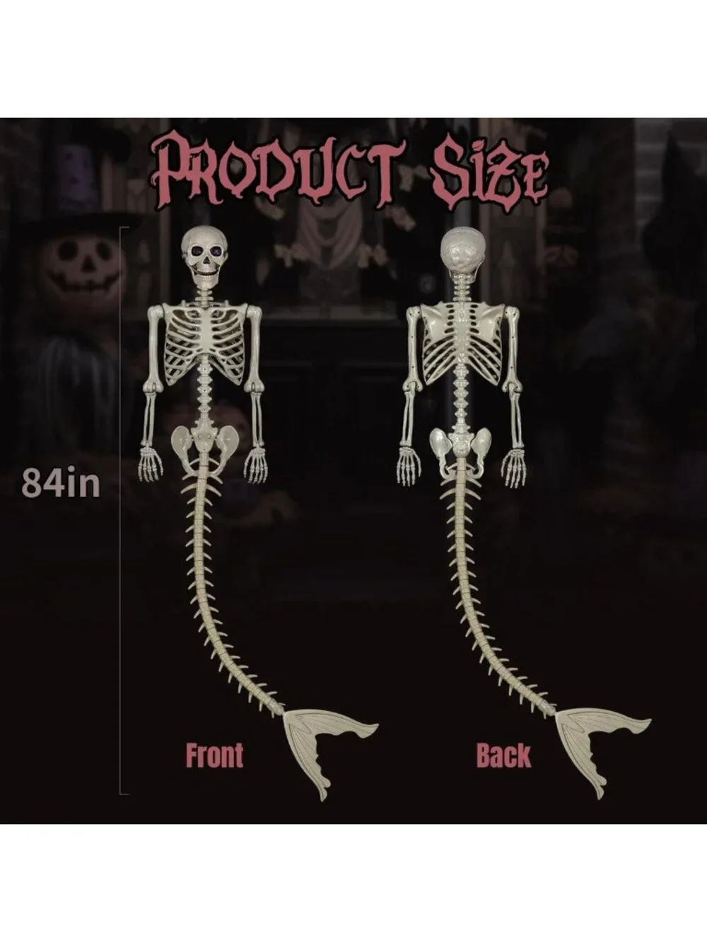 7Ft Life-Size Mermaid Skeleton with Poseable Joints for Halloween Decor